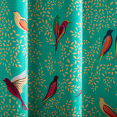 Green Birds Eyelet Curtain